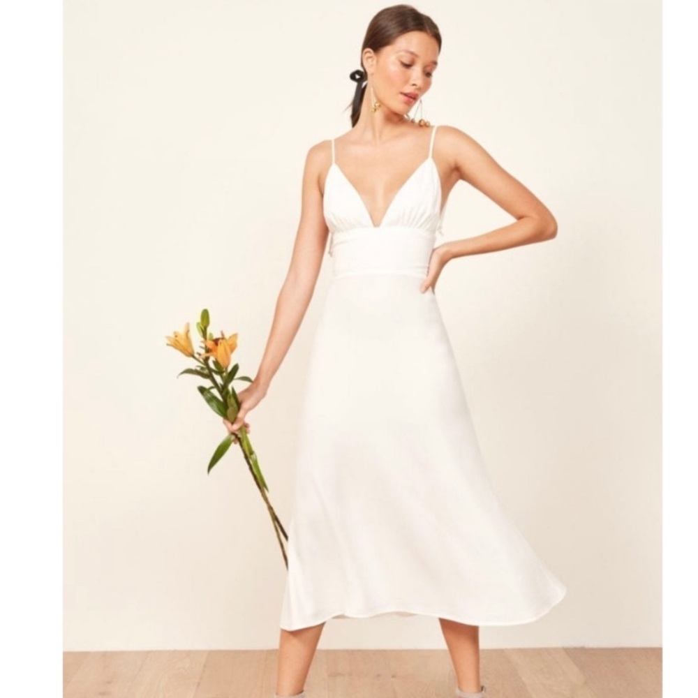 Reformation talita midi v-neck  dress